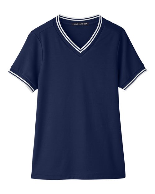 Women's CrownLux Performance® Plaited Tipped V-Neck Shirt - 13321