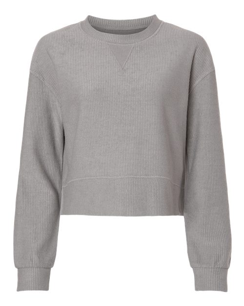 Women's Ribbed Knit Cropped Boxy Crew - 16273