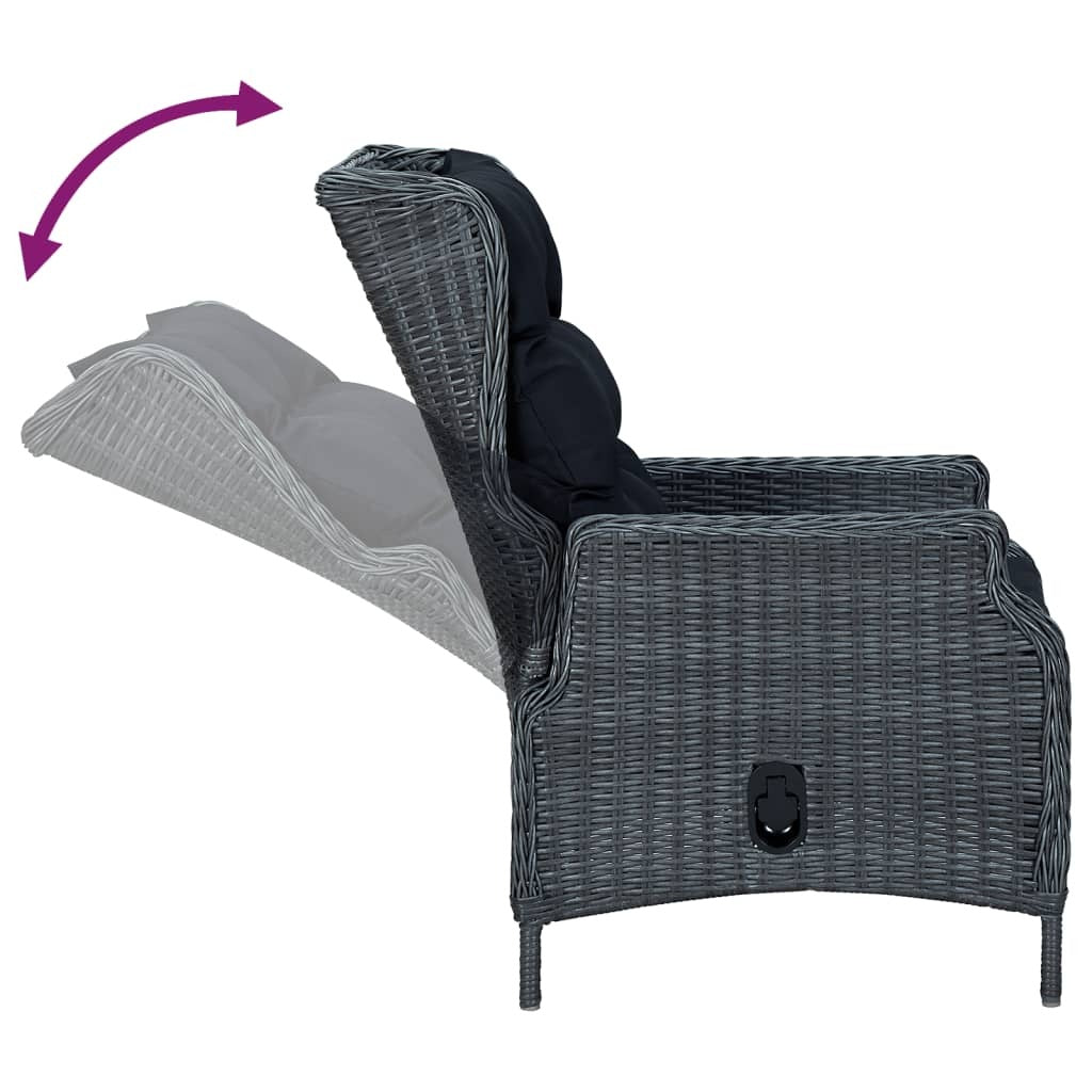 7 Piece Patio Dining Set Dark Gray Poly Rattan