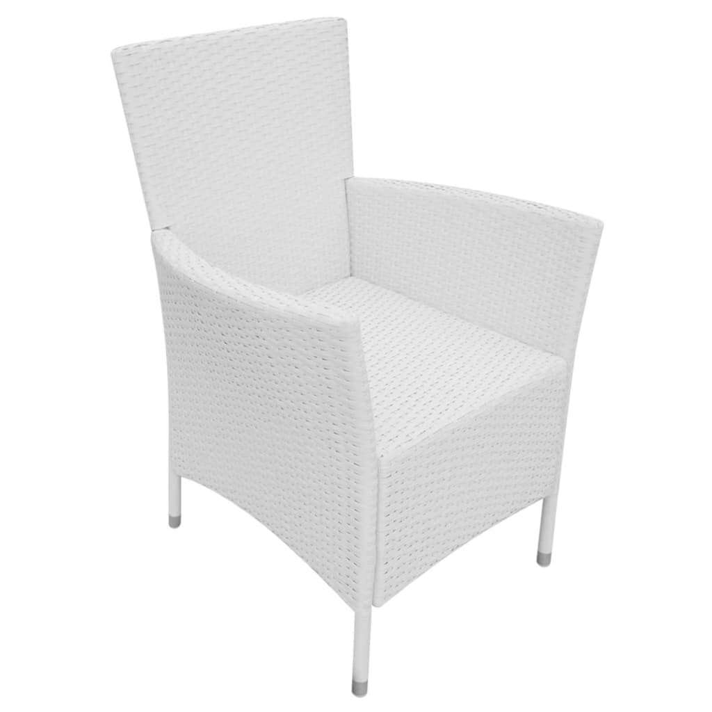 9 Piece Patio Dining Set Poly Rattan Cream White