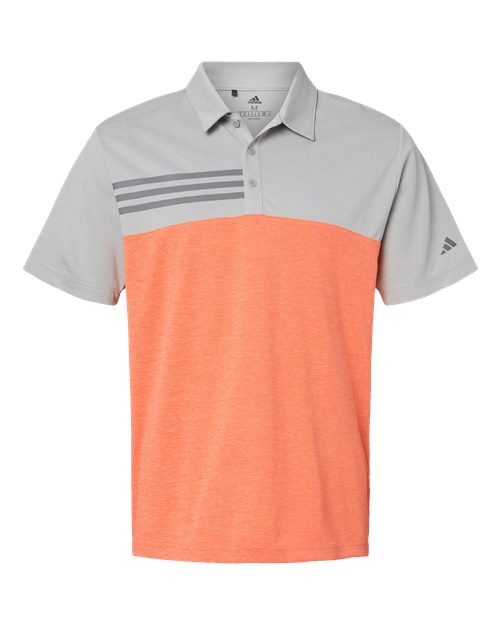 Men's Heathered Colorblocked 3-Stripes Polo - 9172