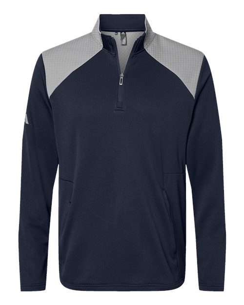 Men's Textured Mixed Media Quarter-Zip Pullover - 10215