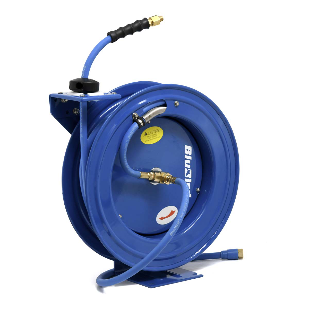 BluBird Rubber Air Hose Reel Heavy Duty Single Arm Assembly 3/8" x 50'