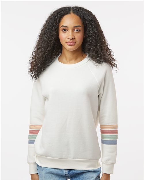 Women's Striped Sleeves Crewneck Sweatshirt - 11771