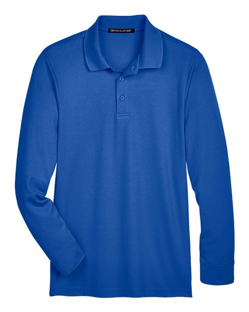 Men's CrownLux Performance® Plaited Long Sleeve Polo - 13263