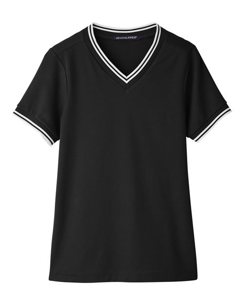 Women's CrownLux Performance® Plaited Tipped V-Neck Shirt - 13321