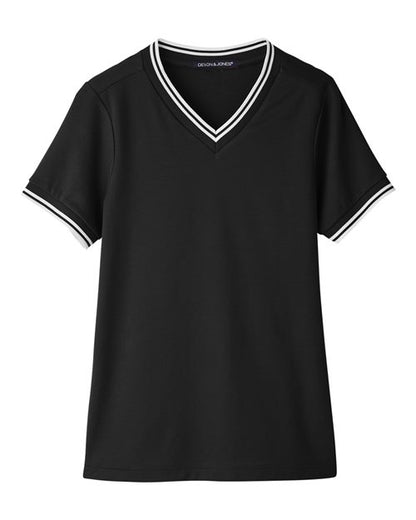 Women's CrownLux Performance® Plaited Tipped V-Neck Shirt - 13321