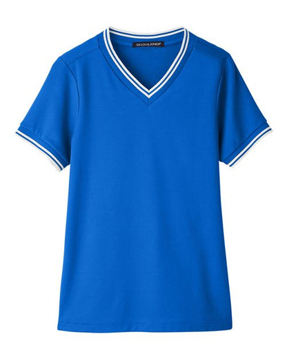 Women's CrownLux Performance® Plaited Tipped V-Neck Shirt - 13321
