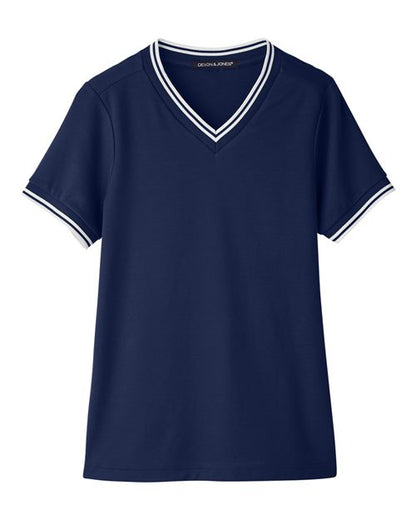 Women's CrownLux Performance® Plaited Tipped V-Neck Shirt - 13321