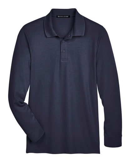 Men's Tall CrownLux Performance® Plaited Long Sleeve Polo - 13429