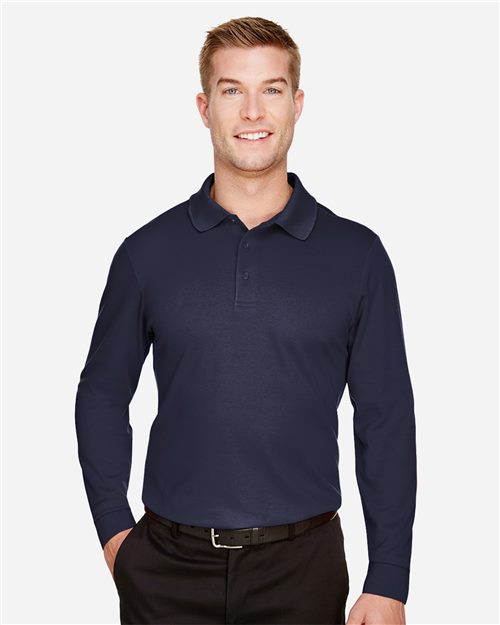 Men's CrownLux Performance® Plaited Long Sleeve Polo - 13263