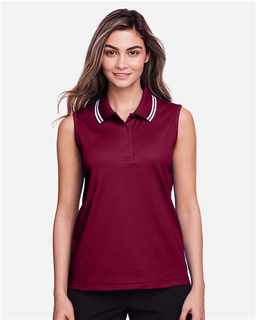 Women's CrownLux Performance® Plaited Tipped Sleeveless Polo - 13280