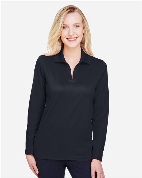 Women's CrownLux Performance® Plaited Long Sleeve Polo - 13286