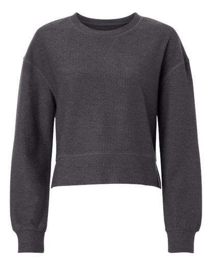 Women's Ribbed Knit Cropped Boxy Crew - 16273