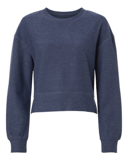 Women's Ribbed Knit Cropped Boxy Crew - 16273