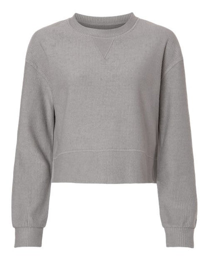 Women's Ribbed Knit Cropped Boxy Crew - 16273