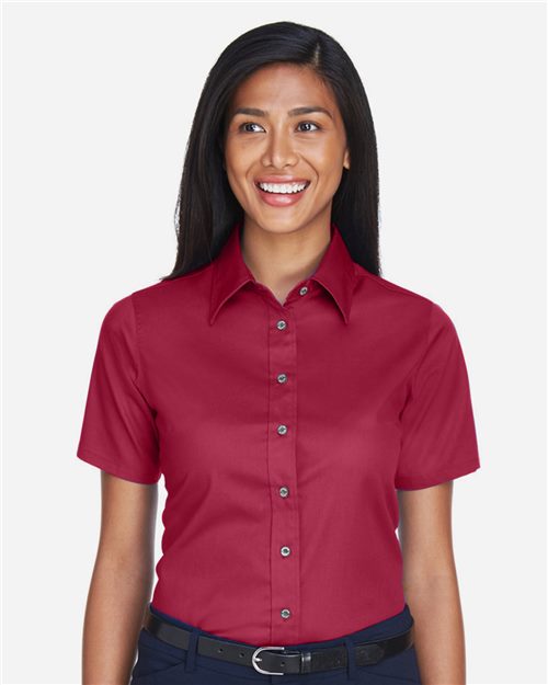 Women's Easy Blend™ Short Sleeve Twill Dress Shirt with Stain-Release - 13895