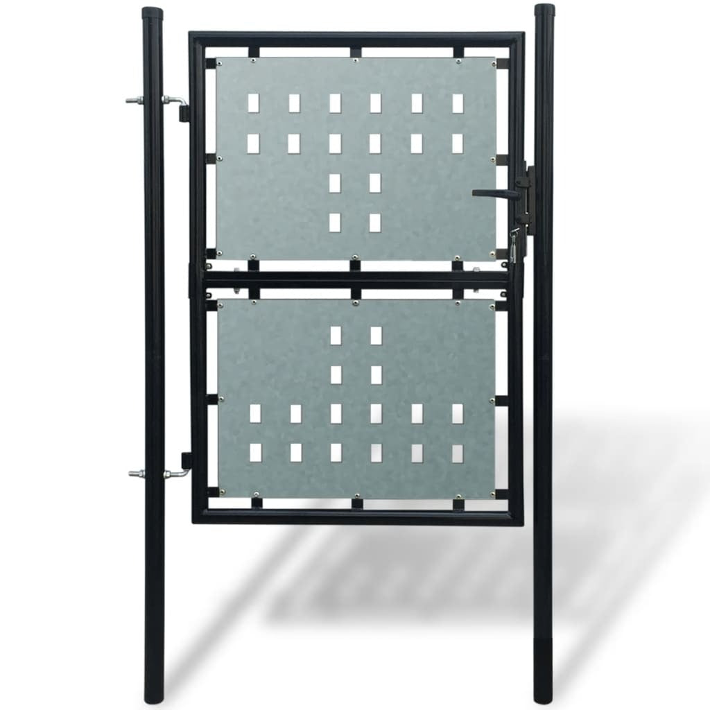 Black Single Door Fence Gate 39.4x49.2