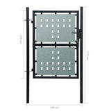 Black Single Door Fence Gate 39.4x49.2