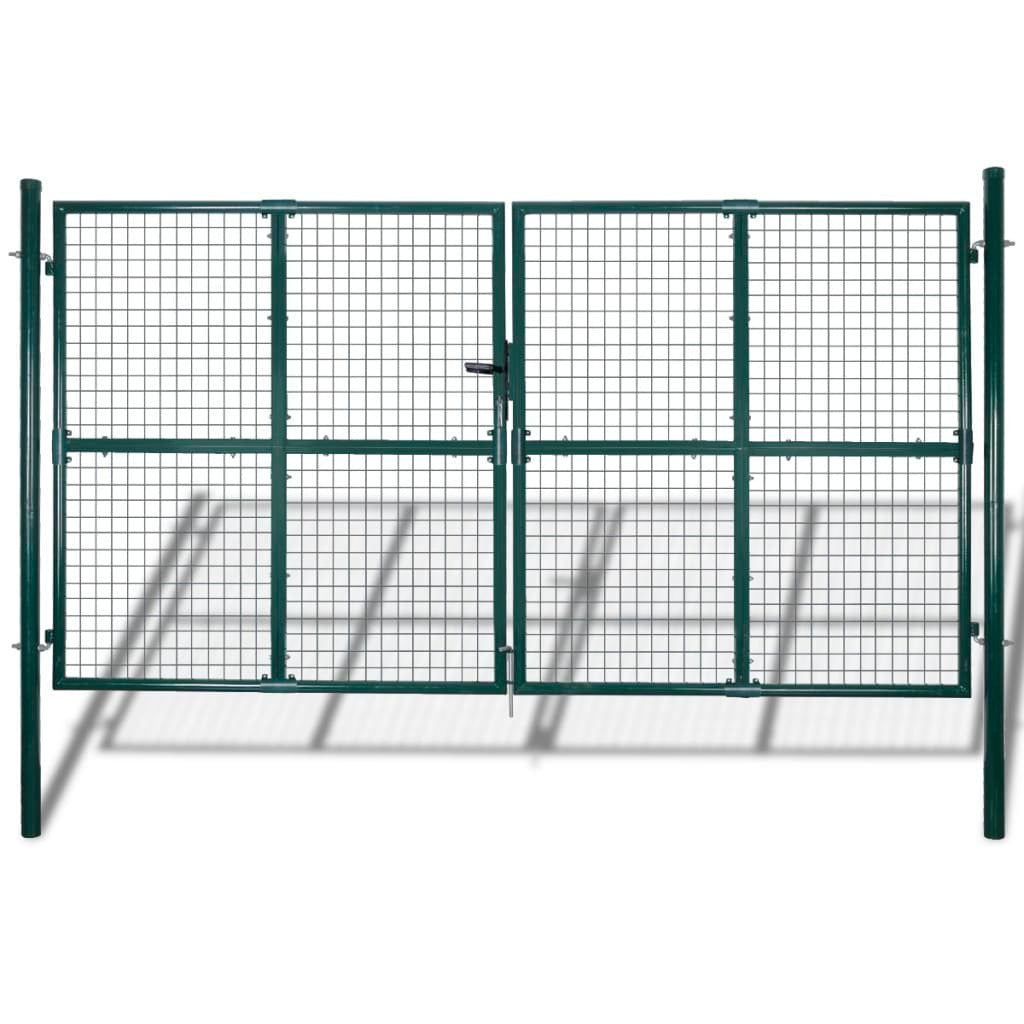 Double Door Fence Gate 118.1x59.1" Powder-Coated Steel
