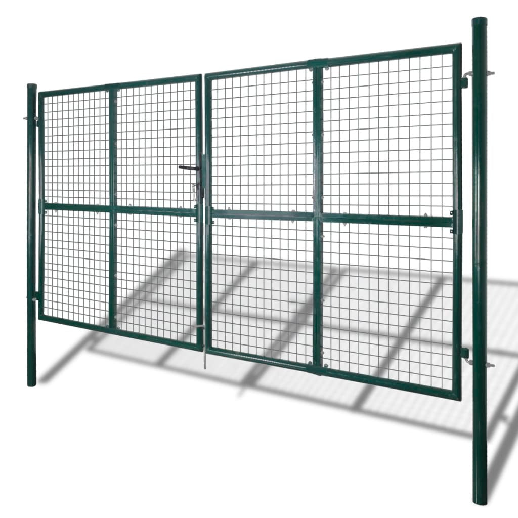Double Door Fence Gate 118.1x59.1" Powder-Coated Steel