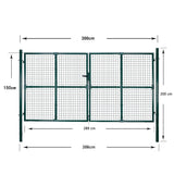 Double Door Fence Gate 118.1x59.1" Powder-Coated Steel