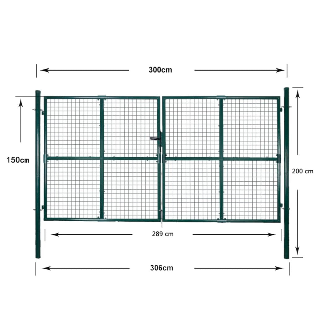Double Door Fence Gate 118.1x59.1" Powder-Coated Steel