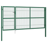 Garden Fence Gate with Posts 137.8x55.1" Steel Green