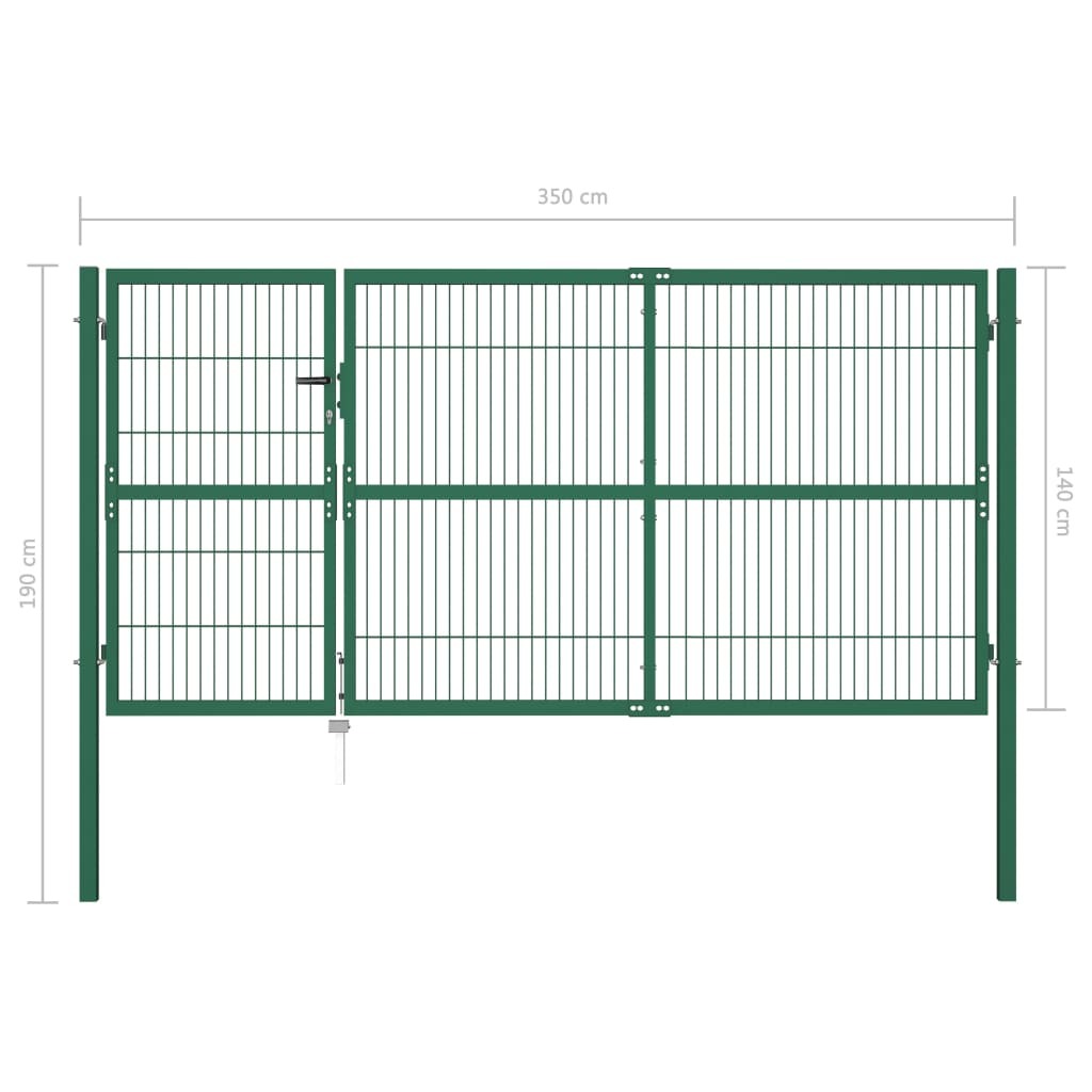 Garden Fence Gate with Posts 137.8x55.1" Steel Green