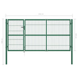Garden Fence Gate with Posts 137.8x55.1" Steel Green