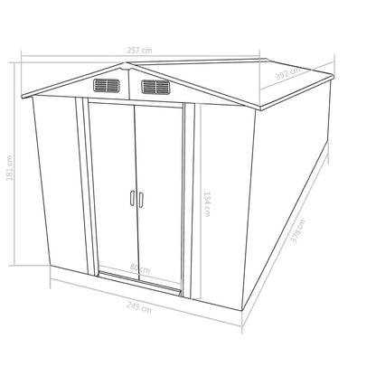 Garden Shed 101.2"x154.3"x71.3" Metal Green