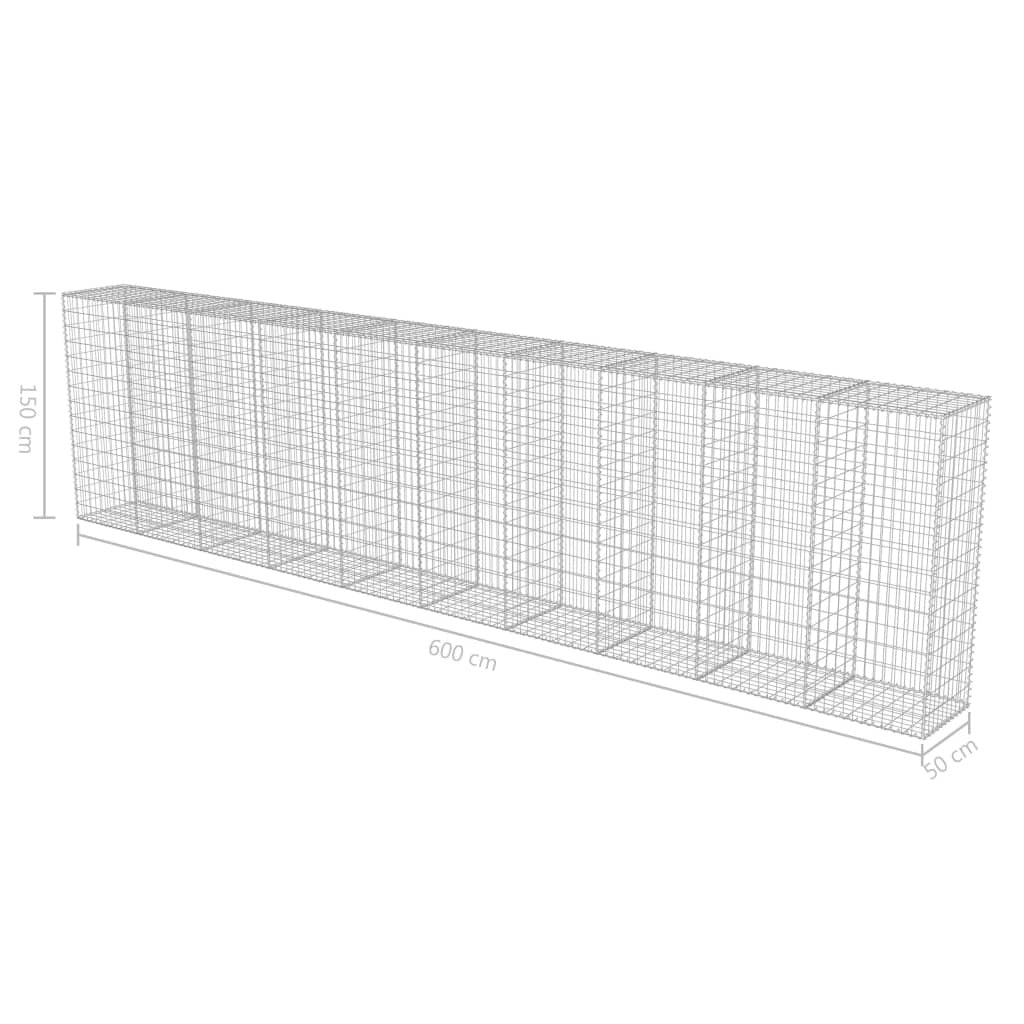 Gabion Wall with Covers Galvanized Steel 236"x19.7"x59