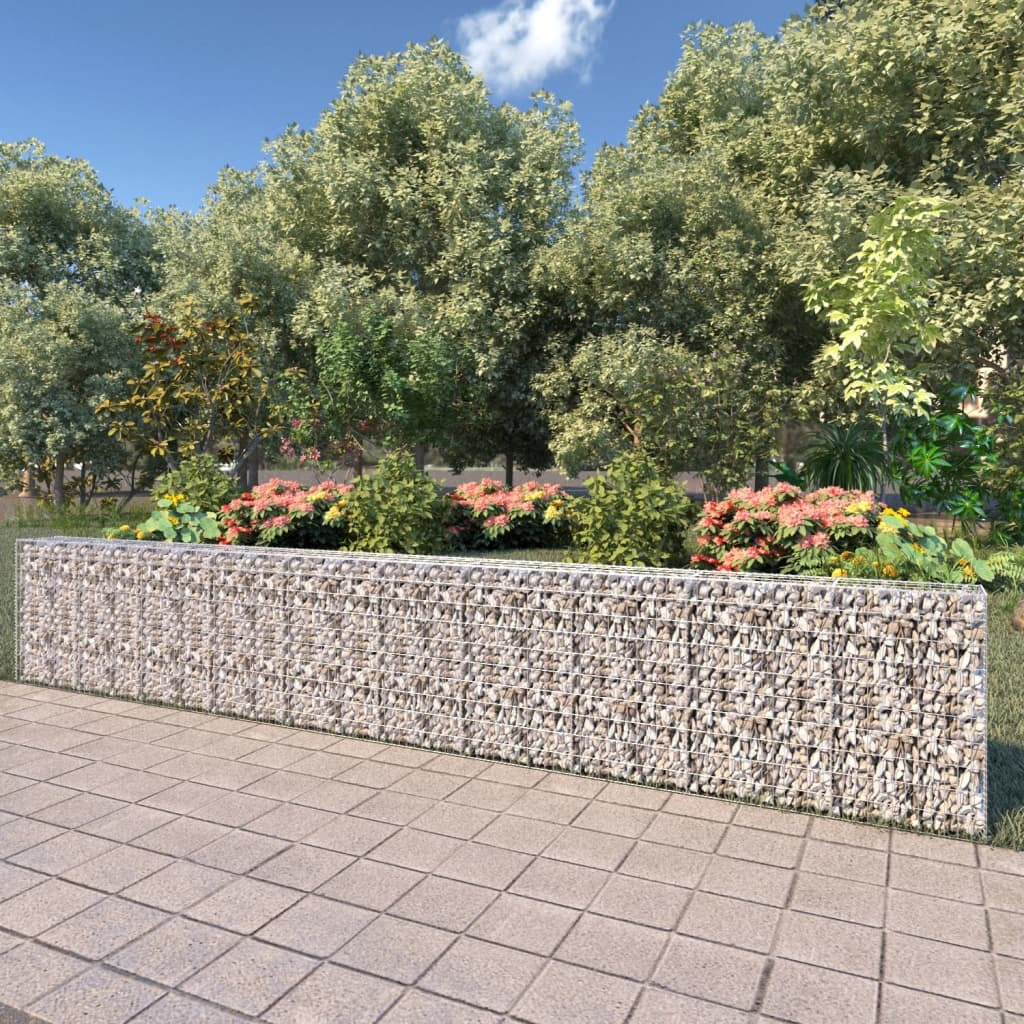 Gabion Wall with Covers Galvanized Steel 236"x11.8"x39.4