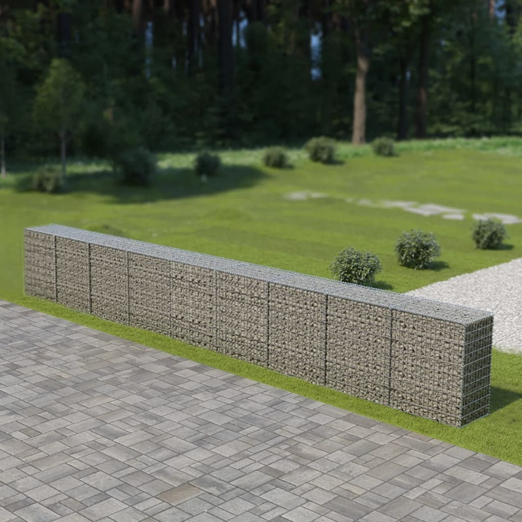 Gabion Wall with Covers Galvanized Steel 354"x19.7"x39.4