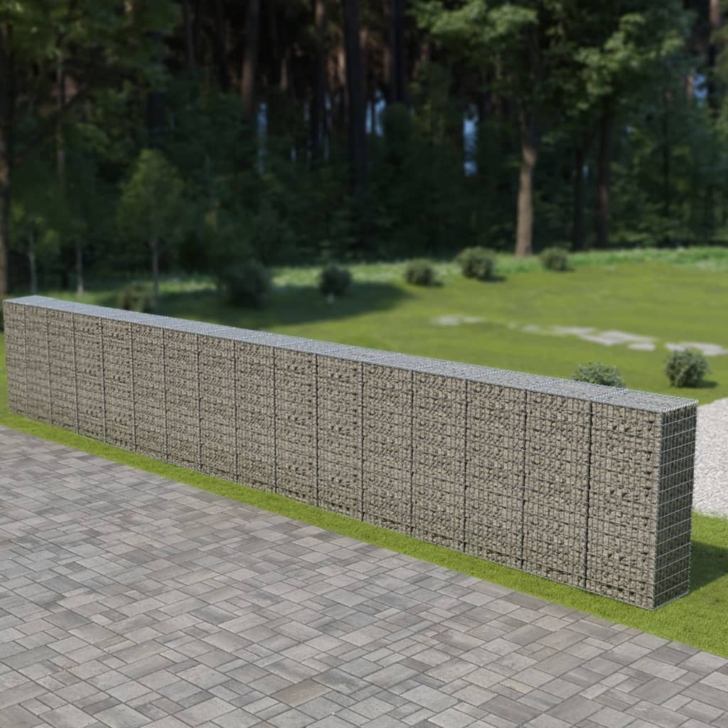 Gabion Wall with Covers Galvanized Steel 354"x19.7"x59