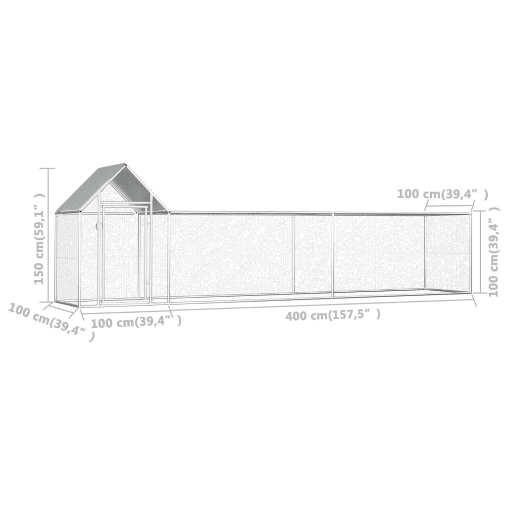 Chicken Coop 16.4'x3.3'x4.9'Galvanized Steel