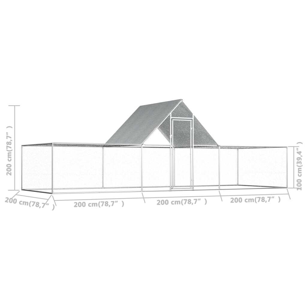 Chicken Coop 19.7'x6.6'x6.6'Galvanized Steel