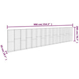 Gabion Wall with Covers Galvanized Steel 354.3"x19.7"x78.7