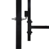 Fence Gate Single Door with Arched Top Steel 39.4"x68.9" Black