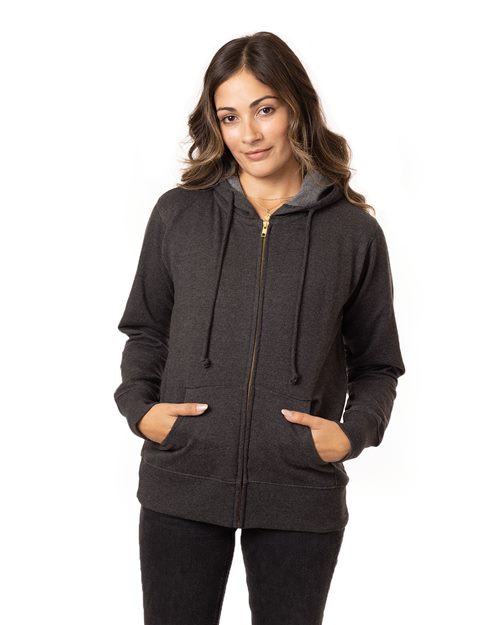 Women's Heathered Full-Zip Hooded Sweatshirt - 14613