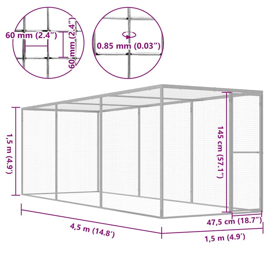 Cat Cage 14.8‘x4.9‘x4.9‘ Galvanized Steel