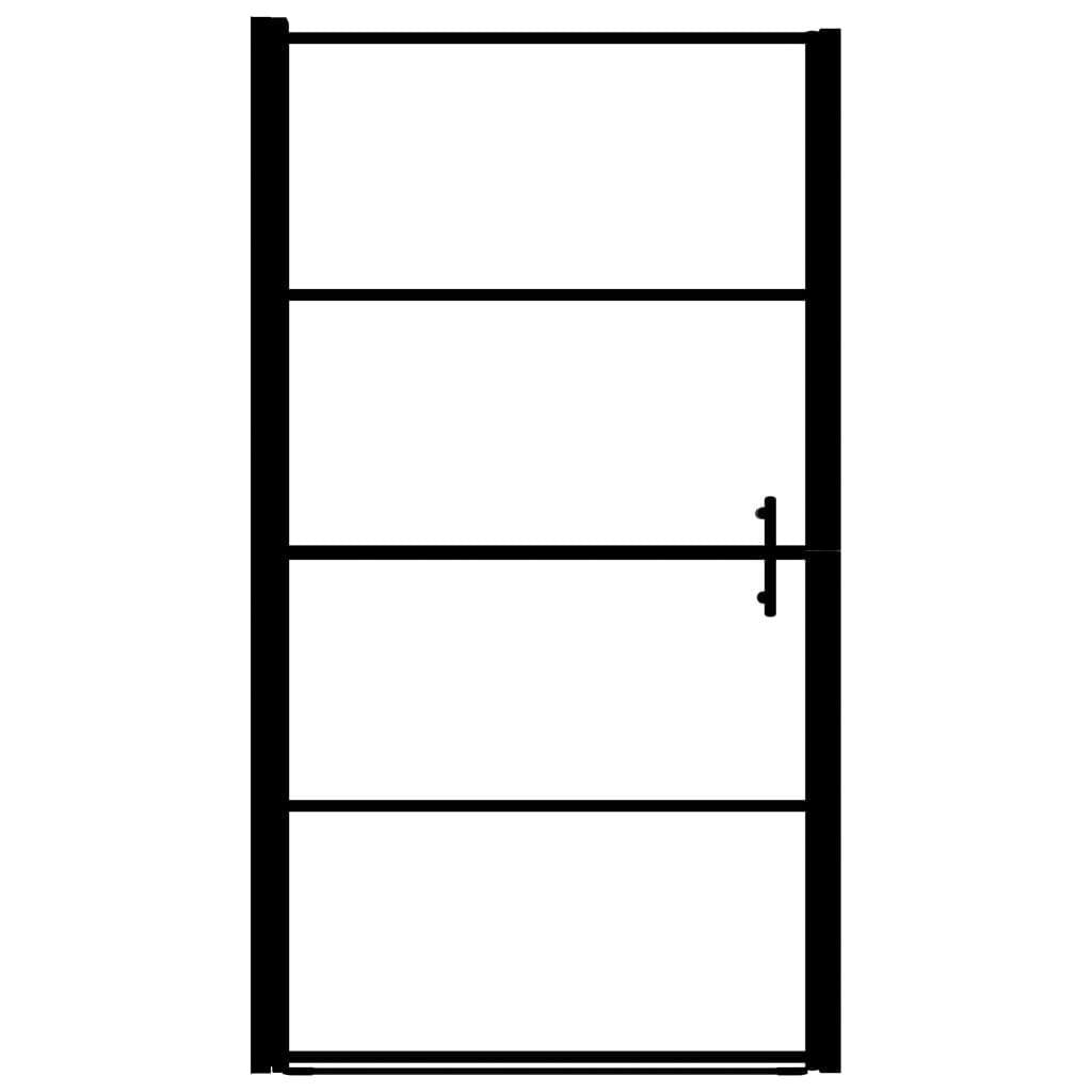 Shower Door Frost Tempered Glass 39.4"x70.1" Black