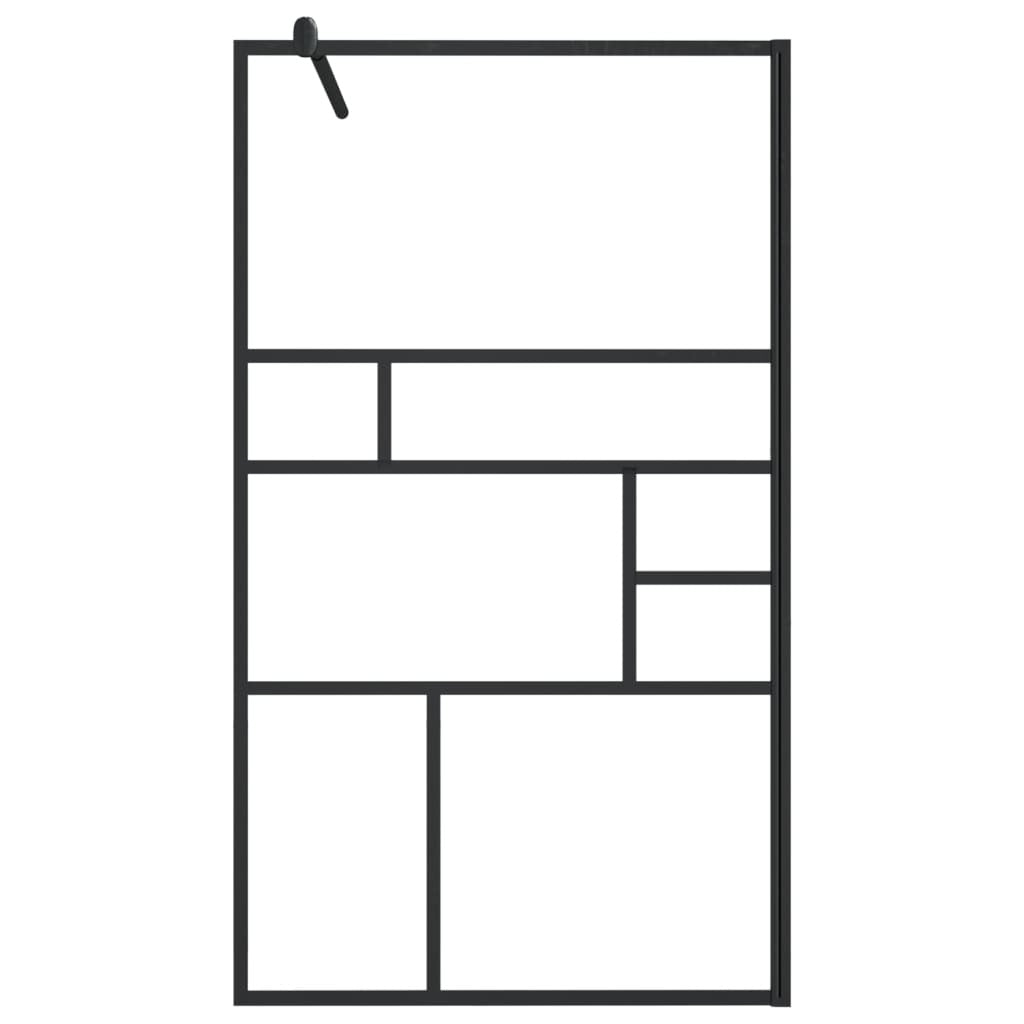 Walk-in Shower Wall with Clear ESG Glass 35.4"x76.8" Black