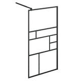 Walk-in Shower Wall with Clear ESG Glass 35.4"x76.8" Black