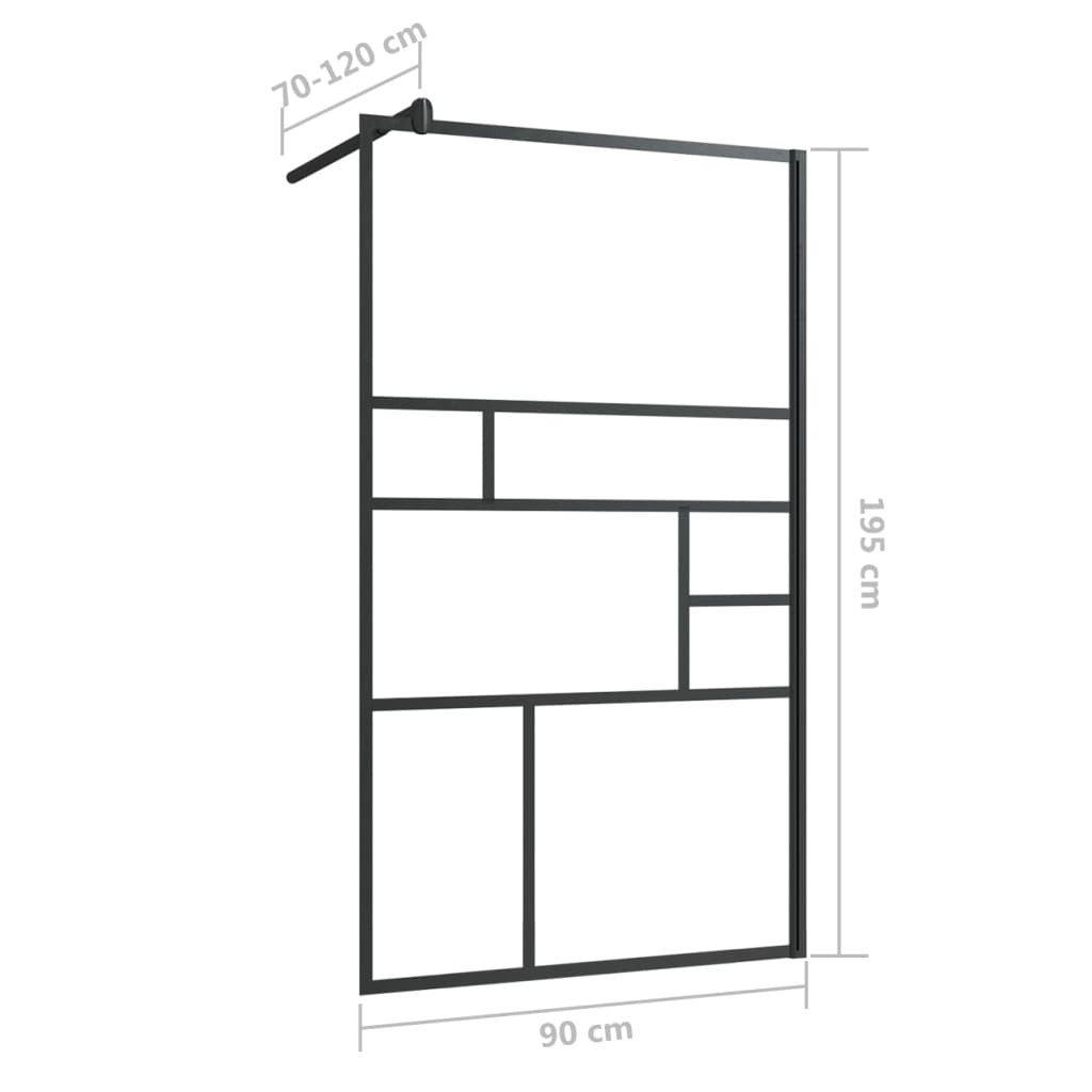 Walk-in Shower Wall with Clear ESG Glass 35.4"x76.8" Black