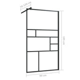 Walk-in Shower Wall with Clear ESG Glass 35.4"x76.8" Black