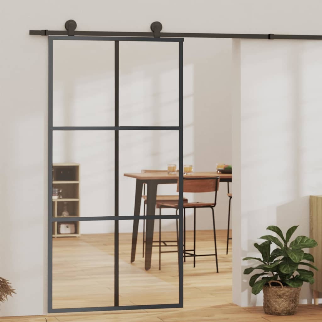 Sliding Door ESG Glass and Aluminum 40.2"x80.7" Black