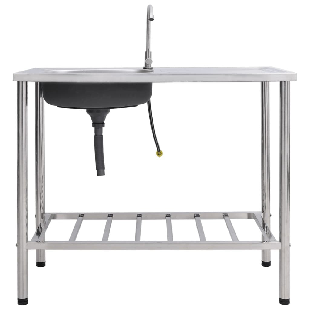 Camping Sink Single Basin with Tap Stainless Steel