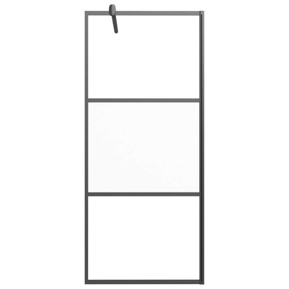 Walk-in Shower Wall 35.4"x76.8" Half Frosted ESG Glass Black