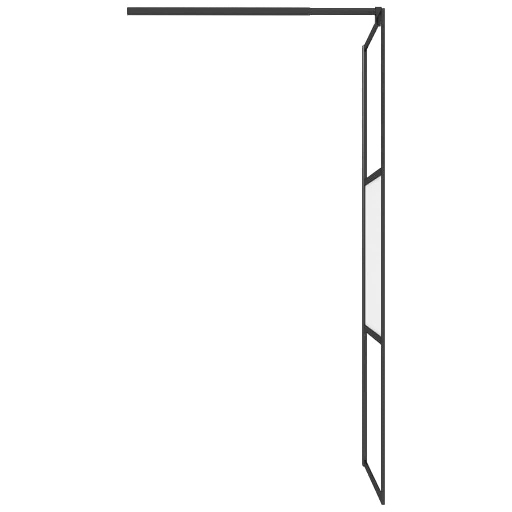 Walk-in Shower Wall 35.4"x76.8" Half Frosted ESG Glass Black